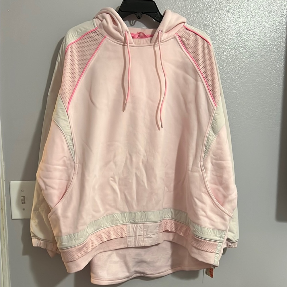 Free People Pink Racing Stripes hoodie